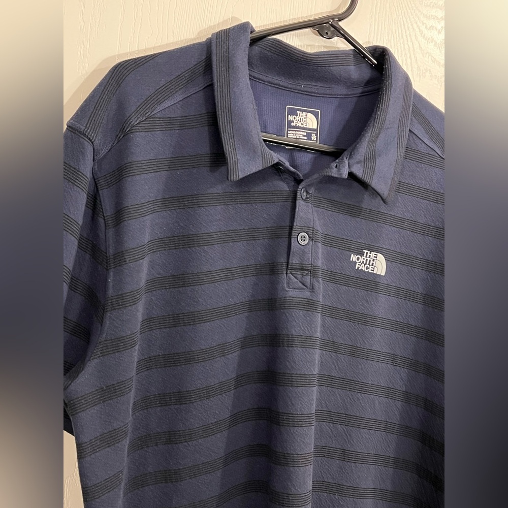 The North Face Navy Striped Polo Shirt- Flashdry- Men’s XL - Picture 3 of 16